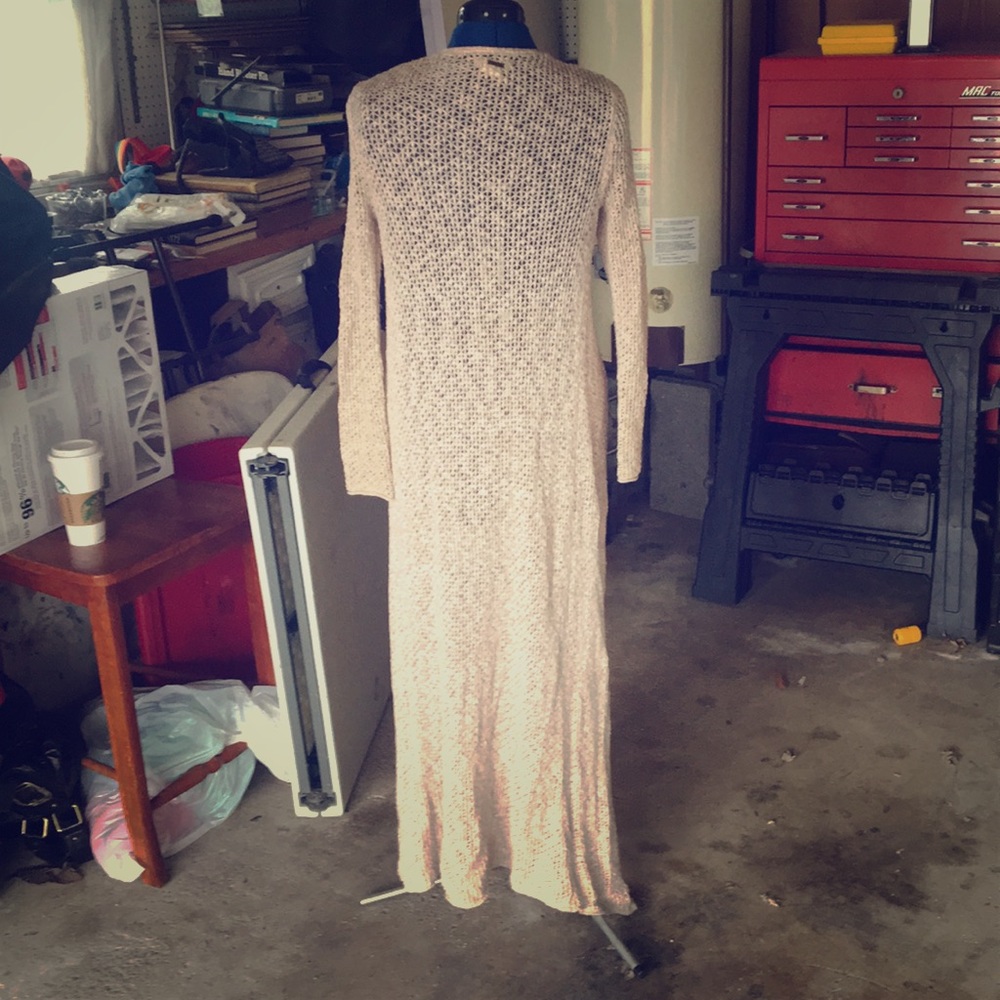 Oatmeal woven longsleeve duster  sweater